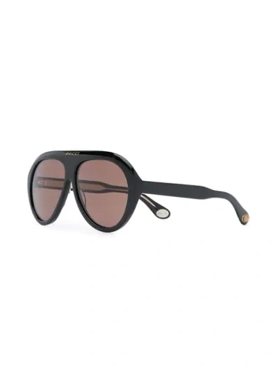 Shop Gucci Aviator Sunglasses In Black