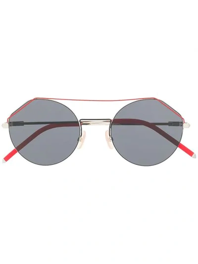 Shop Fendi Eyeline Sunglasses In Silver