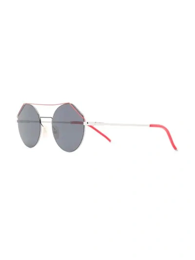 Shop Fendi Eyeline Sunglasses In Silver