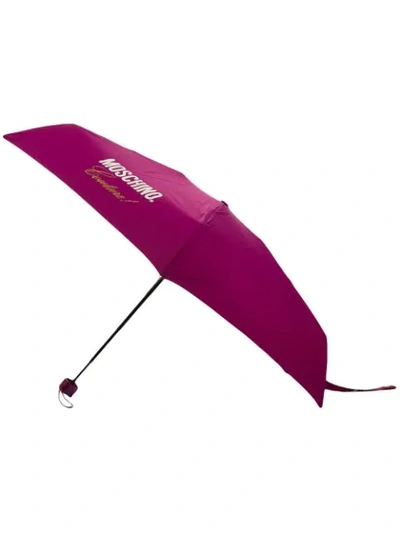 Shop Moschino Couture Print Umbrella In Purple
