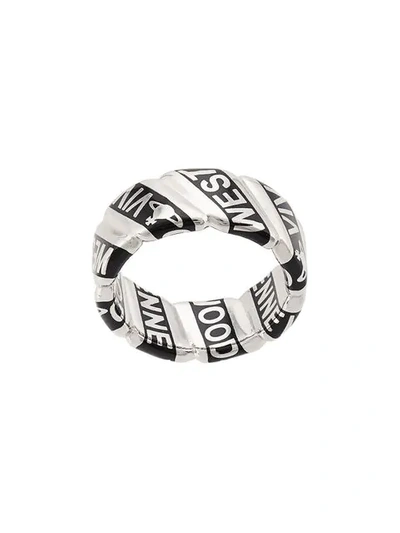 Shop Vivienne Westwood Pepe Ring In Silver ,black