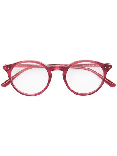 Shop Bottega Veneta Round Frame Glasses In Red
