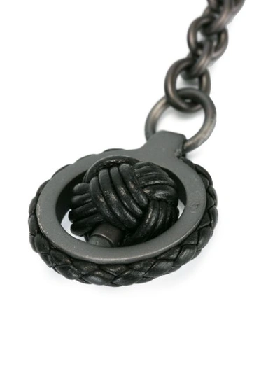 Shop Bottega Veneta Braided Keyring - Metallic