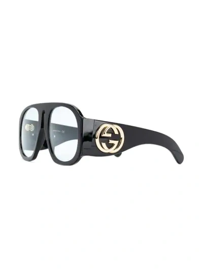 Shop Gucci Oversized Round Frame Sunglasses In 001