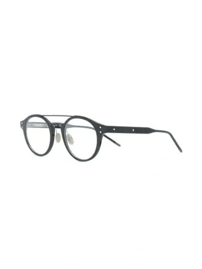 Shop Bottega Veneta Eyewear Round Frame Glasses - Black