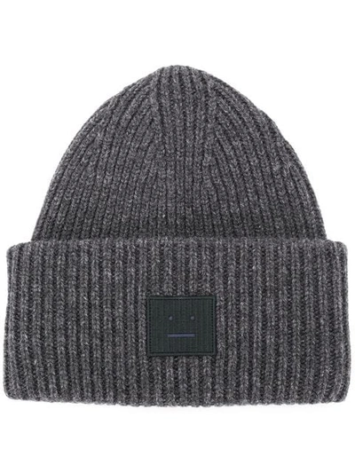 Shop Acne Studios Face-patch Beanie In Grey