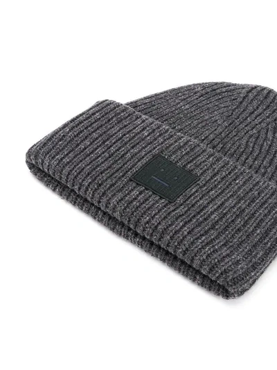 Shop Acne Studios Face-patch Beanie In Grey