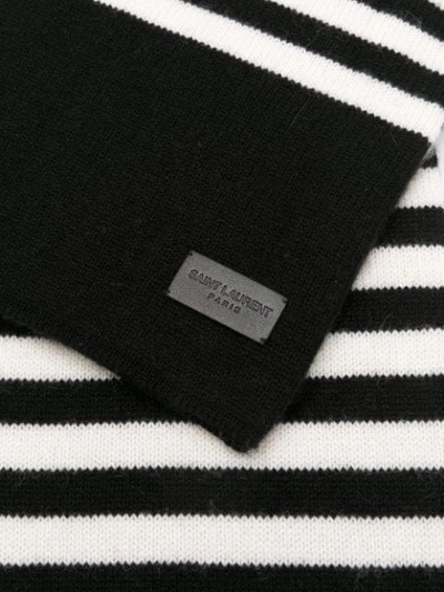Shop Saint Laurent Striped Pattern Scarf In Black