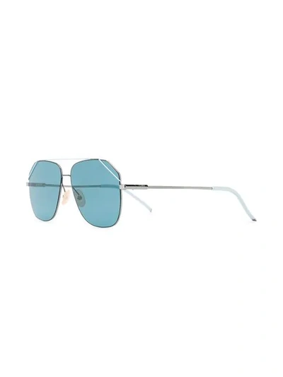 Shop Fendi Tinted Aviator Sunglasses In Blue