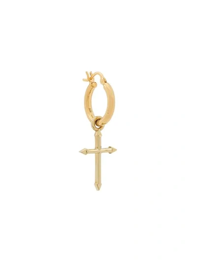 Shop Northskull Crucifix Hoop Earring In Gold