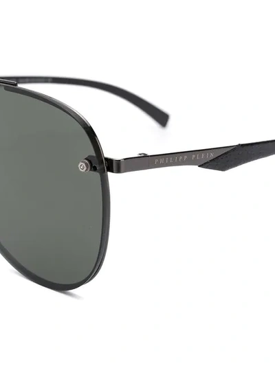 Shop Philipp Plein Skull Detail Aviator Sunglasses In Black