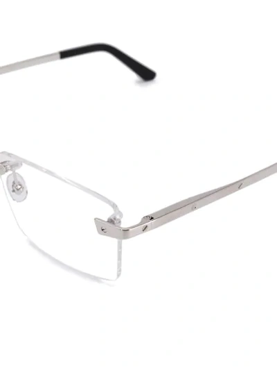 Shop Cartier Rimless Glasses In Silver