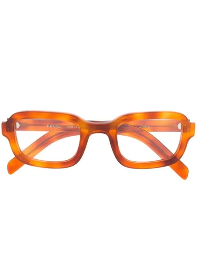 Shop Prada Rectangular Frame Glasses In Orange