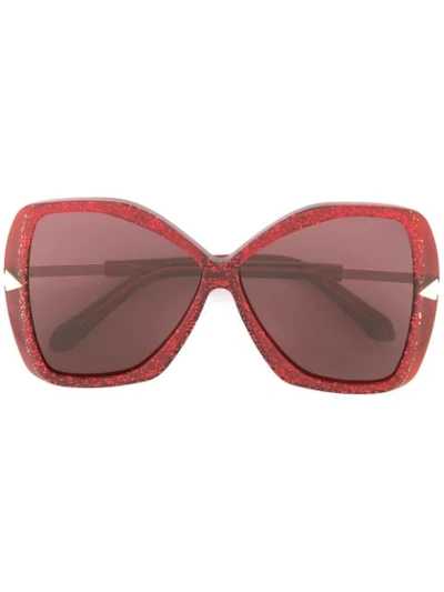 Shop Karen Walker Mary Glitter Sunglasses In Red