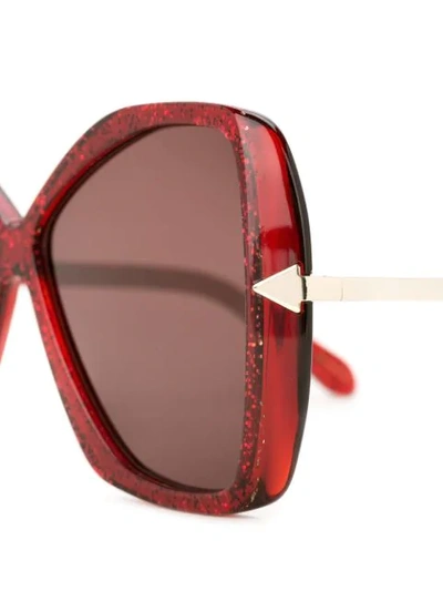 Shop Karen Walker Mary Glitter Sunglasses In Red