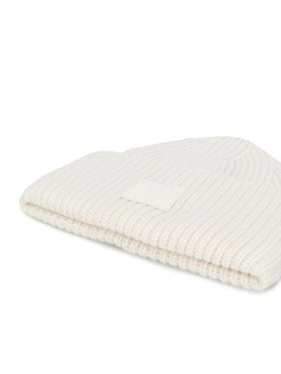Shop Acne Studios Face Patch Beanie In White