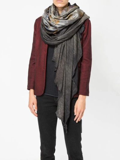Shop Avant Toi Printed Square Scarf In Grey