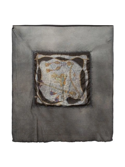 Shop Avant Toi Printed Square Scarf In Grey