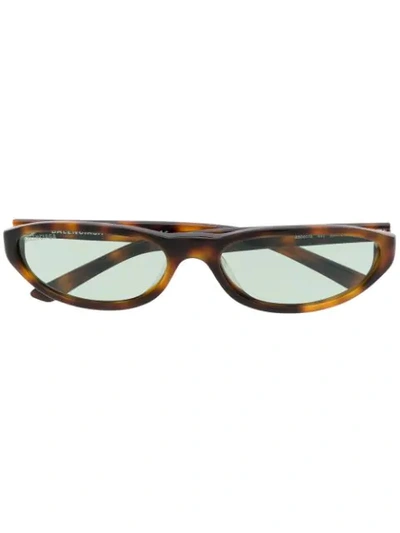 Shop Balenciaga Narrow Oval-frame Sunglasses In Brown
