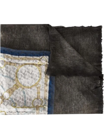 Shop Avant Toi Printed Square Scarf In Grey