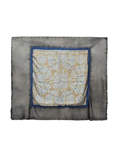 Shop Avant Toi Printed Square Scarf In Grey