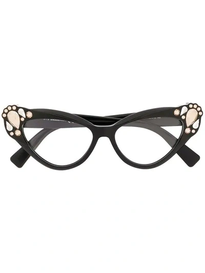 DSQUARED2 EYEWEAR 镶嵌猫眼框眼镜 - 黑色