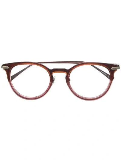 Shop Bottega Veneta Round Frame Glasses In Brown