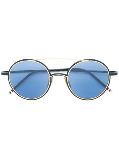 Shop Thom Browne Round Frame Sunglasses In Blue