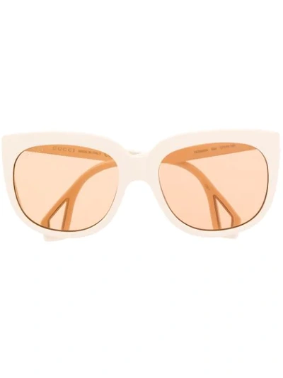 Shop Gucci Oversized Frame Sunglasses In White