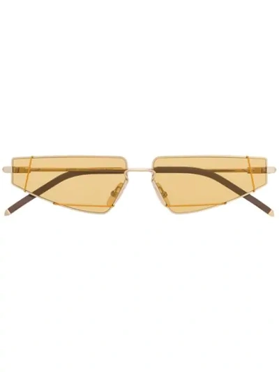 Shop Fendi Geometric Tinted Cat-eye Sunglasses In Gold