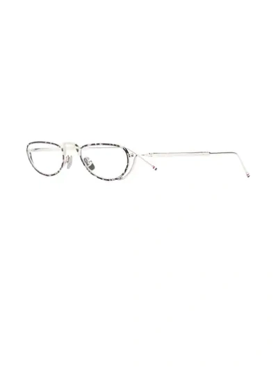Shop Thom Browne Oval Frames Glasses In Silver