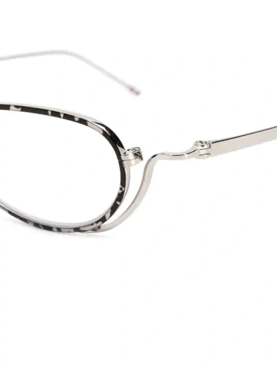 Shop Thom Browne Oval Frames Glasses In Silver