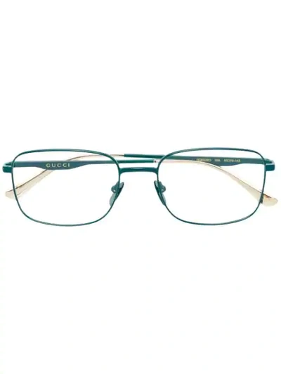 Shop Gucci Square Frame Glasses In Green