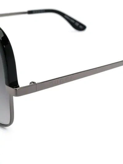 Shop Gucci Navigator-frame Sunglasses In 001 Black Ruthenium Grey