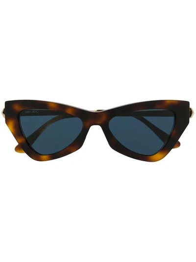 Shop Jimmy Choo Cat-eye Shaped Sunglasses In Brown