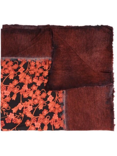 Shop Avant Toi Floral Print Dyed Scarf In Red