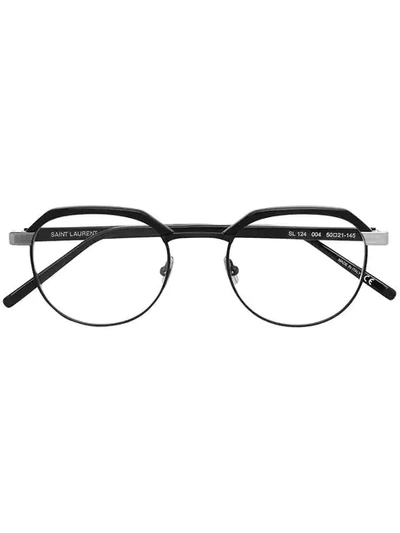 Shop Saint Laurent Round-framed Glasses In Black