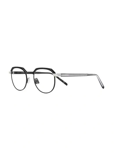 Shop Saint Laurent Round-framed Glasses In Black