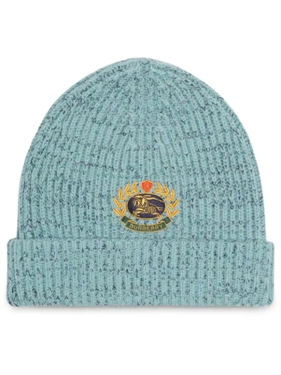 Shop Burberry Beanie Mit Logo-stickerei - Blau In Blue