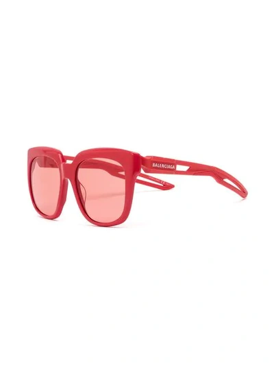 Shop Balenciaga Oversized Sunglasses In Red