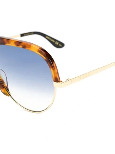 Shop Gucci Oversized Aviator Sunglasses In Brown