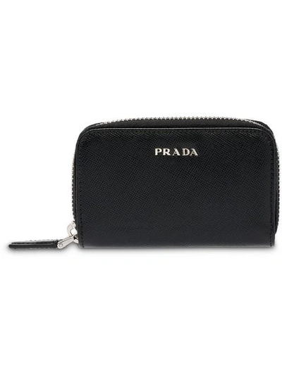 Shop Prada Saffiano Leather Padlock Holder In Black