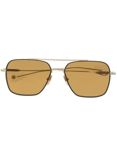 Shop Dita Eyewear Flight Seven Glasses In Gold
