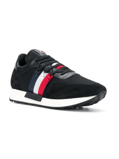 Shop Moncler Tricolour Runner Sneakers In Black
