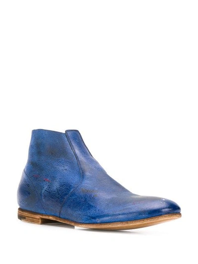 Shop Premiata Paint Splat Ankle Boots In Blue