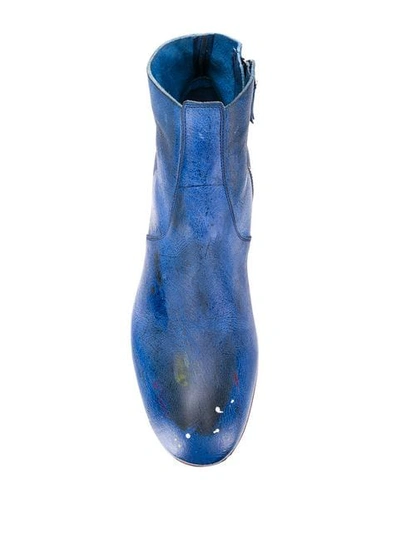 Shop Premiata Paint Splat Ankle Boots In Blue