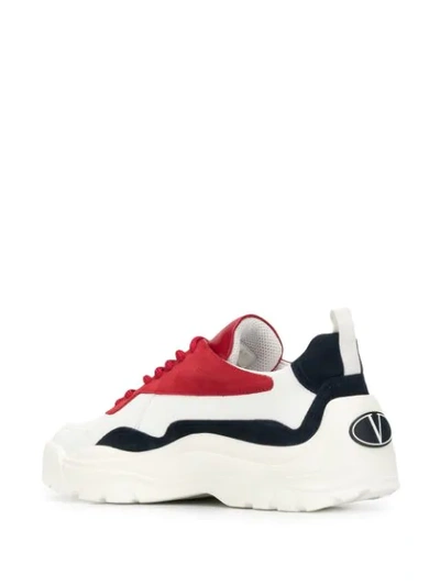 Shop Valentino Panelled Lace-up Sneakers In White