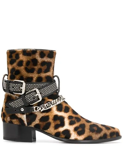 Shop Amiri Animal Print Booties In Neutrals