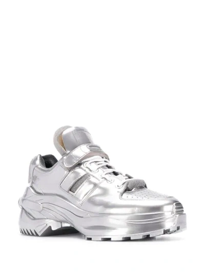 Shop Maison Margiela Chunky Lace Up Sneakers In Silver