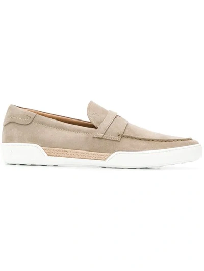 Shop Tod's Mocasín Classic Loafers In Neutrals